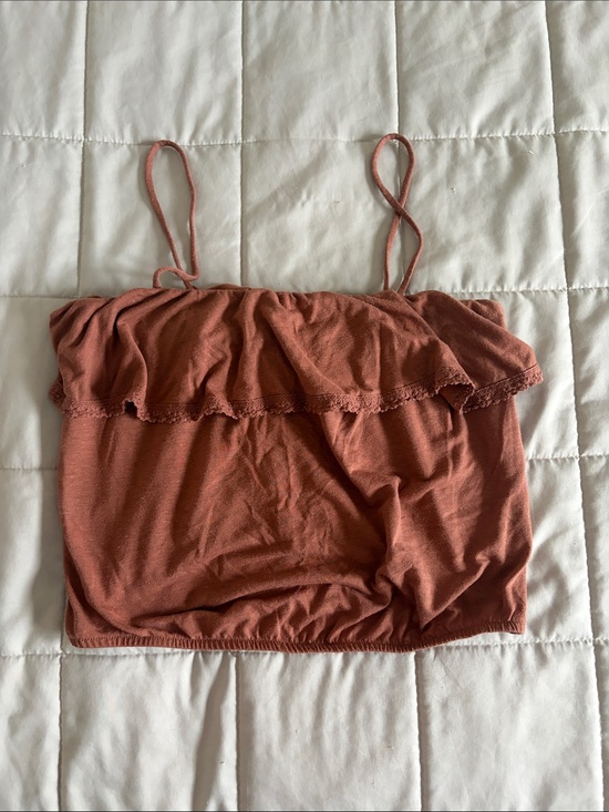 American Eagle Outfitters Tops - American Eagle Outfitters Rust Ruffle Crop Cami